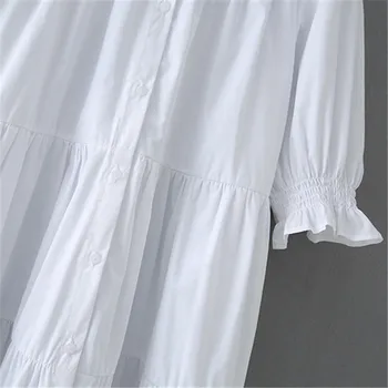 Za 2021 Košeľu Prehrabať Mini Biele Tričko Šaty Žien Lete Krátky Rukáv Bežné Kawaii Tlačidlo nahor Tričko Šaty Žena Oblečenie