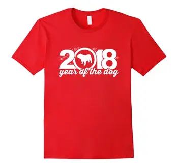 Buldog 2018 Rok Pes Roka T-Shirt Kvalitné Tričká Mužov Tlač Krátky Rukáv O Neck Tee Mužov Krátky Rukáv Originál
