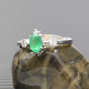 Klasické Emerald snubný Prsteň pre Ženu 0.5 Ct Prírodné Smaragd Gem Pevné 925 Silver Emerald Drahokam Krúžok Najlepšie valentínske Darčeky