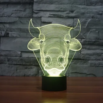Bull 3D Nočné Svetlo Led, stolové Lampy Pre Detské Izby Led Osvetlenie Pre dary