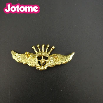 Vintage zlatý tón muž šperky crystal 65mm anjel krídla koruny brošňa kolíky