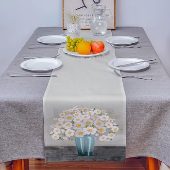 Olejomaľba Textúra Bielej Ruže Kvet Stôl Runner Svadobný Stôl Dekor Jedálenský Stôl Dekor Placemat Vianočný Dekor Obrus