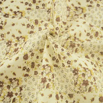Vytlačené Hnedé Kvetinový Designsn Žltá Bavlnenej Tkaniny Šitie Dekorácie, bytový Textil Scrapbooking Patchwork Obyčajný Umelecké Dielo CM