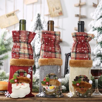 Vianočné Fľaša Vína Kryt Fľaša Šampanského Sa Vzťahuje Veselé Vianoce Dekor Santa Tabuľka Dekor Vianočný Darček Strana Dodávky Pre Domácnosti