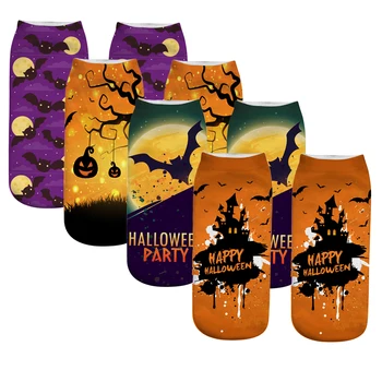 4 Pack Odolné No Show Ponožky Ženy Muži Členok Bavlna Halloween Loď Ponožky