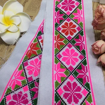 Miao cross stitch háčkované textílie, čipky šitie výbava 5cm šaty golier stuha popruhu etnické kmeňové nepál thai india boho cigán urob si sám