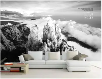 3d foto tapety vlastné nástenné Black a white mountain cloud krajiny domova obývacia izba tapety na steny 3 d