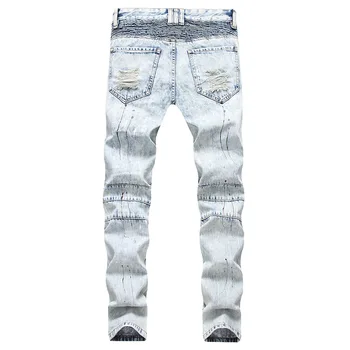 Noví ľudia, Nové Elastické Nohavice na Zips Dekorácie Jeans pánske Módne Nohavice Núdzi Biker Džínsy