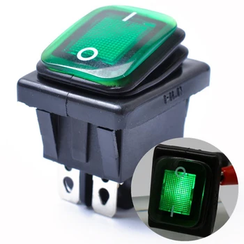 Zelená 4 Pin On-Off DPST Kolískový Prepínač Vozidla Dash Časti Chránené proti prachu a nízky tlak vody