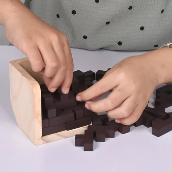 Drevené Vzdelávacie Hračky Kongming Zámok Tetris Detí Stavebné Bloky Zostavené Na Odomknutie Vzdelávacie Hračka Sada
