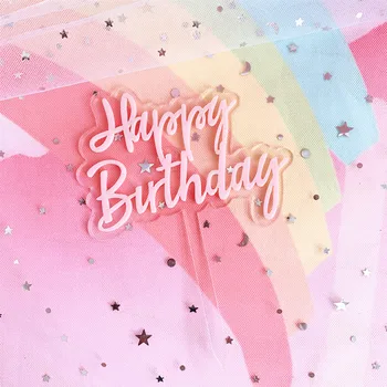 Farebné Dvojvrstvové Transparentné Akrylátové Deti Narodeninovej Party Dodávky Baby Sprcha Dekorácie Happy Birthday Cake Vňaťou