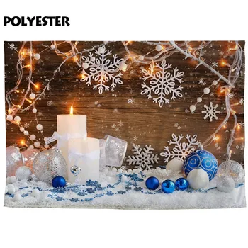 Allenjoy Vianočné photocall pozadie snowflake dreva stenu blue bell sviečka oslavu photo studio photobooth professional