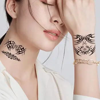 10 list Arm Tattoo rukáv fashion india kvetinový vzor, nepremokavé čiernej ruže kvet Unisex Sexy Dočasné tetovanie nálepky