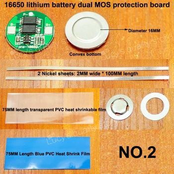 10set 16650 lítiové batérie, dvojité MOS ochrany doska set s obsahom niklu list 16650 batérie 4.2 V ochrane doske priemer 16 MM