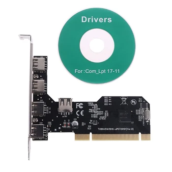 5 Port USB2.0 PCI Hub Radič Rozširujúca Karta 480Mbps Ploche Converter Ovládač