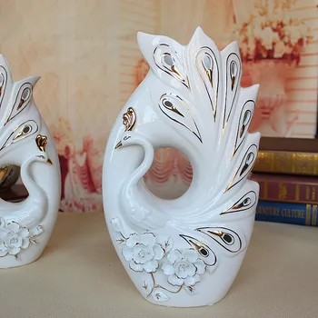 Kreatívne Domáce Dekorácie jade porcelánová váza, keramické pár páva Yiwu veľkoobchod remeslá