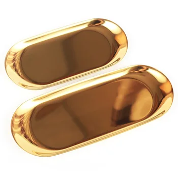 Nordic štýl zlaté oválna doska šperky skladovanie zásobník z nerezovej ocele denný zásobník kovové skladovanie zásobník domova príslušenstvo moderný