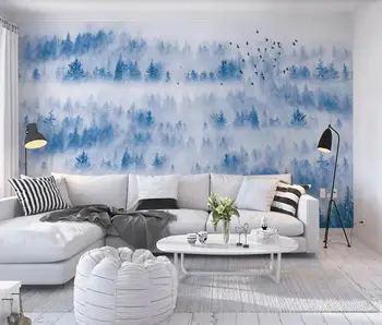 Prispôsobený foto nástennú maľbu, tapety 3d nový Čínsky oblačnosti a hmly v borovicovom lese, hmlu, borovica zen vták, spálne, gauč TV pozadí na stenu