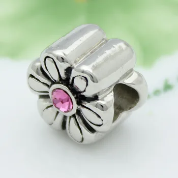 Doprava zadarmo Európskej Módy Ružový kryštál kvetinové kúzlo korálky fit Pandora náramok korálky pre šperky robiť Darček pre ženy