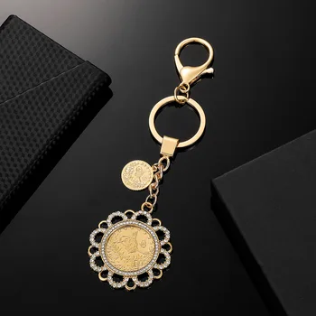 Na Blízkom Východe Afriky Darček Rabian Staroveké Mince Krúžok Moslimských Crystal Kľúčenky Ženy/Muži,Dve Tón Zlatá Farba Šperky