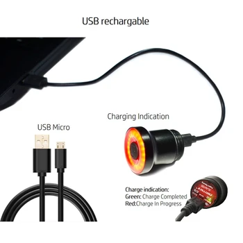 2KS Nabíjateľné Skateboard Zadné Svetlo Výstražné LED Svetlá Nepremokavé USB Varovanie Lampa pre Longboard Elektrický Skúter