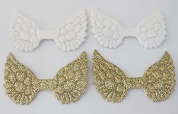 PANVGA Anjel krídla tvar čalúnená appliques 120pcs biela a zlatá farba DIY šperky ornament hairclip príslušenstvo