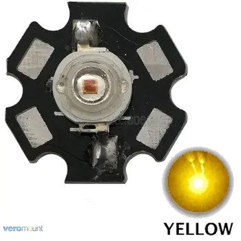 10PCS 3W Žltá High Power LED Perličiek Vysielač Epileds 45mil DC2.2-2.8 V 700mA 50-60LM 585-595NM s 20 mm Star Doska Chladič
