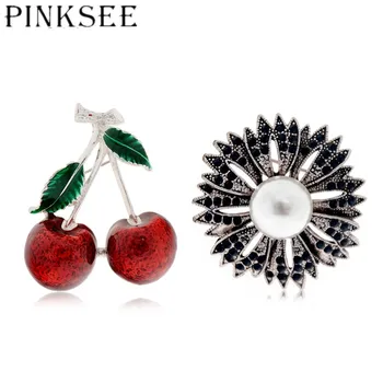 PINKSEE Nové Cherry Brošňa pre Ženy 2 Farby k Dispozícii Ovocie Príslušenstvo Brošňa Pin Roztomilý Šperky Deti Darček Vysokej Kvality