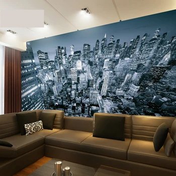 3d trojrozmerná nástenná maľba modernej mestskej architektúry Noc spálňa TV pozadie tapetu Vlastné veľkosti