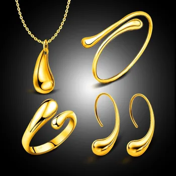 Dubaj Afriky Šperky Sady 24 Zlato Geometrické Náhrdelník Nastaviť Malých Zlatých Nigérijský Šperky pre Ženy
