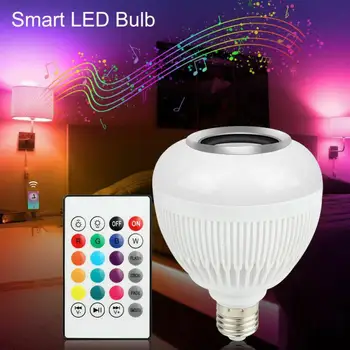Inteligentný Život Multifunkčné E27 Bezdrôtový Smart Žiarovky Bluetooth Reproduktor LED Žiarovka Reproduktor RGB 12W Podpora Vzdialeného-kontrolka
