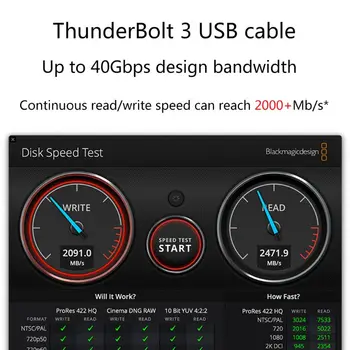 PD 60W Thunderbolt kábel 3 Certifikované 40Gbps Typu C C USB Rýchle USB C pre Macbook Pro Rýchle Nabíjanie Dátový Kábel s Emark Čip