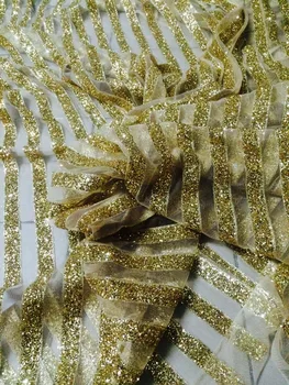 Najnovšie zlatá farba Afriky francúzsky čistý Čipky Textílie s lesk Vysoko Kvalitné SYJ-32567 Afriky svadobného Tylu Čipky Textílie 5yards