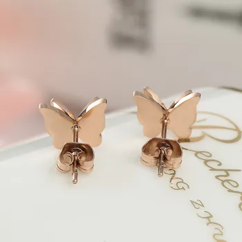 2020 Nové Rose Nové Titánové Ocele Motýľ Stud Náušnice pre Ženy, Svadobné Party Módne Šperky brincos para ako mulheres