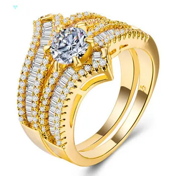 Visisap Luxusný Romantický Okrúhly Zirkón Krúžok pre Ženy Rose Gold Color Pár Krúžky Výročie Svadby Veľkoobchod Šperky B962