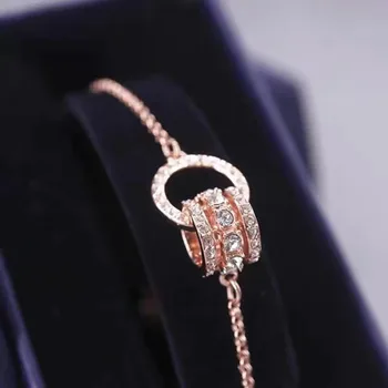 2020 nový modrý dvojitý krúžok plný diamond svieti luxusný Prsteň Náramok elegantné čaro rozprávky svadobné šperky značky