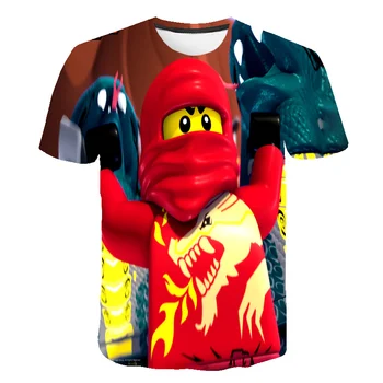 Nové módne Letné detské Oblečenie Bavlna Chlapci Dievčatá T-shirt Legoe Ninja Ninjago Cartoon Deti Topy, Tričká krátky rukáv, 4-14Y