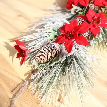 Vianočný veniec ozdoby, dekorácie, červená farba falošné umelý kvet simulácia snehu kvet na Vianoce denné potreby