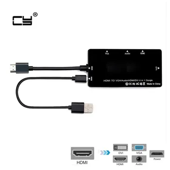 HDMI / VGA/Audio/HDMI/DVI 4in1 Dongle Viacportová Splitter Converter Pre PS3 HDTV PC, Monitor, Projektor