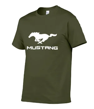 2020NEW pánske Tričko Mustang Auto Logo Vytlačené vysoko kvalitnej Bavlny Módne Bežné farbou Krátky rukáv, golier Posádky krku T-Shirt