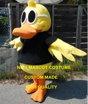Cool veľký žltá kačička maskot kostým s okuliare prispôsobiteľné cartoon káčatko tému anime cosply kostýmy karneval 2426