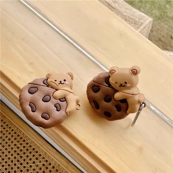 3D animovaný Kórea Čokoládové Cookies Medveď Mäkké Silikónové Slúchadlá Slúchadlá puzdro pre Apple Airpods 1 2 Bezdrôtové Slúchadlá Kryt