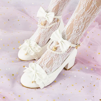Lolita topánky Japonský jk nízkom podpätku kolo hlavy tea party topánky ploché topánky ženy Princezná Kawaii Dievča Vintage Sladké Lolita Topánky