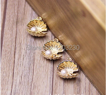 18*15 mm Perly Core dekorácie Zliatiny zlata-farebná shell kvety tvar kovových šperkov prívesky diy náušnice/náramok/neckalce prívesky
