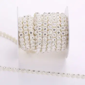 8 mm Pearl reťazca plastový pohár s čistou krištáľové perly reťazca 10yards/roll DIY šperky / mobile krása / obuv príslušenstvo