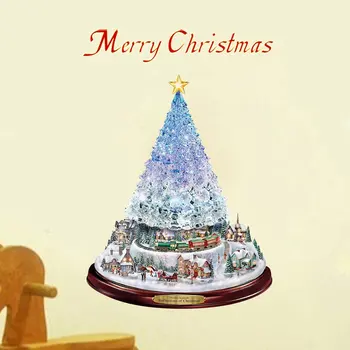 Nový Vianočný Stromček Santa Claus Rotujúce Socha Vlak Dekorácie Vložiť Okno Vložiť Nálepky, Vianočné Dekorácie, Domáce Stranu