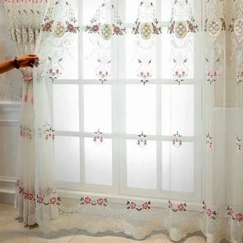 Európsky high-end luxusný okno obrazovka plastický lano výšivky, kvetinové tylu opony pre obývacej izby, spálne, béžová úplnej JK119Z