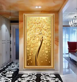 Vlastné 3D tapety maľby zbohatnúť strom zhaocai strom šperky Európskej verandu dekoratívne maľby