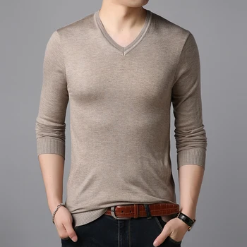 Muž V-krk dlhý rukáv pletený sveter mužov 2020 nové Jeseň zima Príliv módne svetre 979