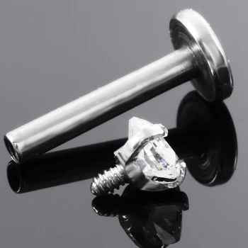 1PC Oceľový Kolík Gem Pery Monore Krúžky Vnútorne Niť Labret Stud Krúžky Crystal Ucho Chrupavky Tragus Helix Piercing Šperkov 16 G